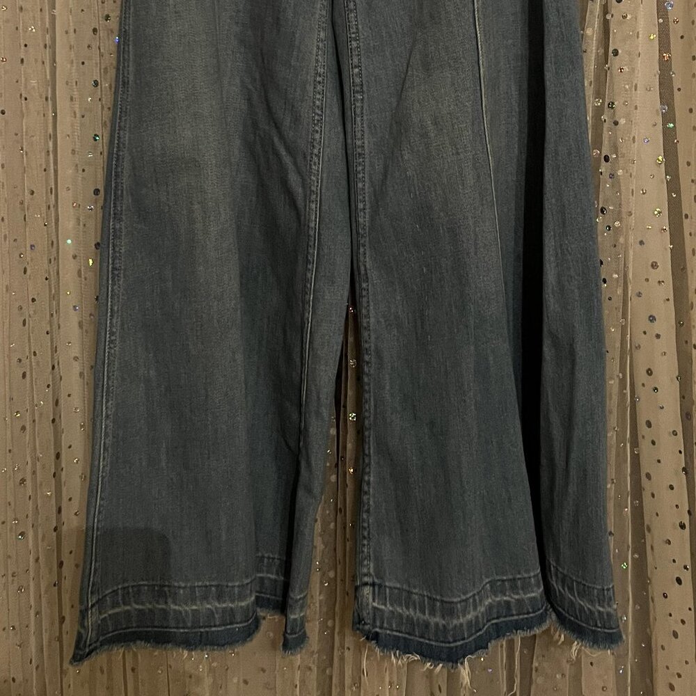 Free People Womens Denim Button Fly Bell Bottom Jeans Blue 25 - Picture 8 of 9